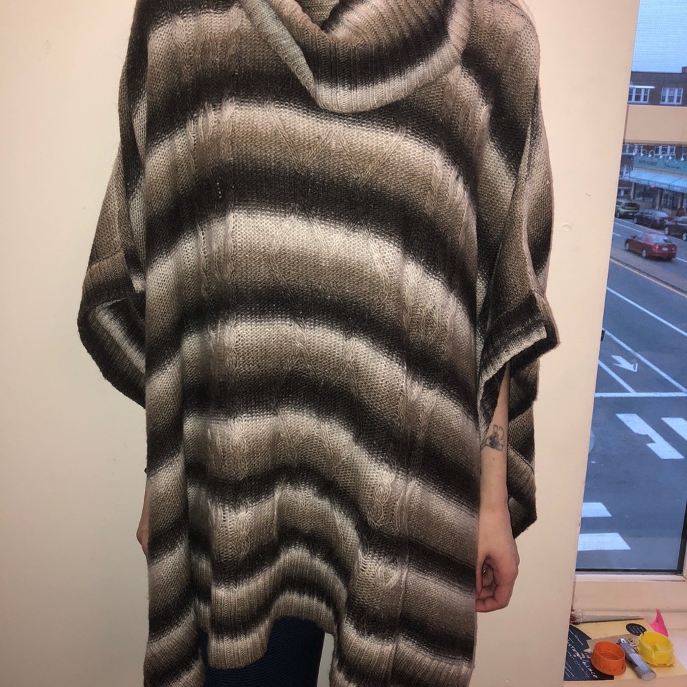 Cable and Gauge knit poncho